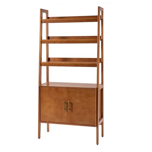 Generic Solid Wood Ladder Bookcase - Jozsef 76'' H x 36'' W - Acorn