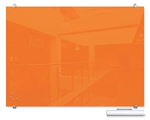 MooreCo Visionary Hierarchy Magnetic Glass Dry Erase Whiteboard, 3x4 Orange (83844-Orange)