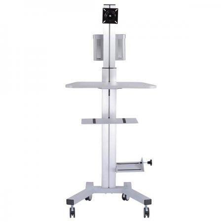 AMPERSAND SHOPS Mobile PC Laptop Stand Workstation Cart with Caster Wheels (Silver)
