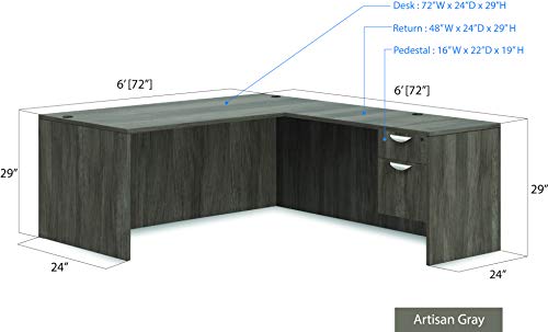 G GOF Double 4 Person Workstation Cubicle (C-12'D x 12'W) / Office Partition, Room Divider - 48" H, Artisan Grey