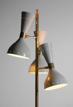 Generic Italian Marble Base Mid Century Brass Floor Lamp