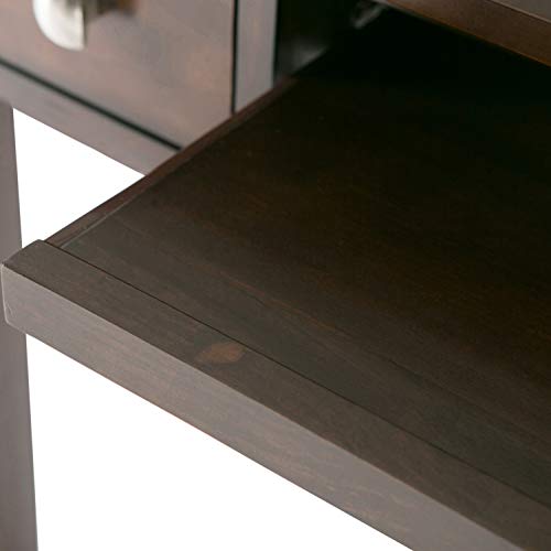 SIMPLIHOME Avalon SOLID WOOD Contemporary Modern 47 inch Wide Home Office Desk, Writing Table, Workstation, Study Table Furniture in Dark Tobacco Brown with 2 Drawerss