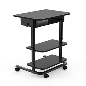 S Stand Up Desk Store Adjustable Height Mobile Laptop Workstation with Retractable Keyboard Tray (Black Frame/Black Top, 29” Wide)