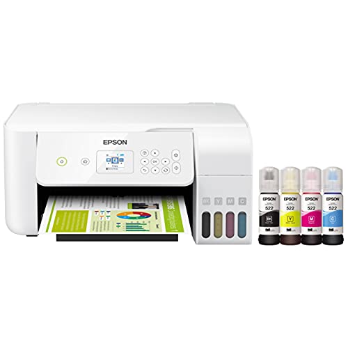 Epson EcoTank ET Series All-in-One Wireless Color Supertank Inkjet Printer - 3-in-1 Print Scan Copy, White