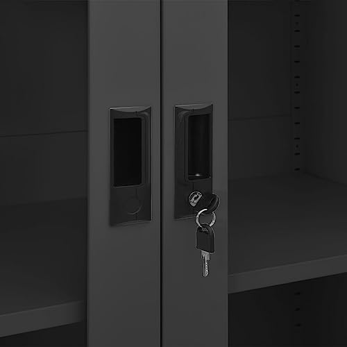 THOYTOUI Office Cabinet Anthracite Steel 35.4"x15.7"x70.9