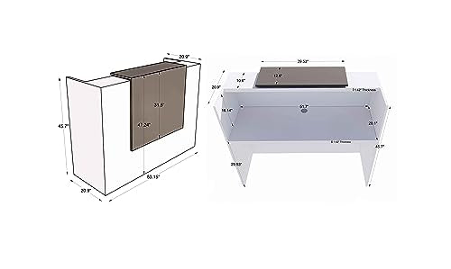 UGOS Modern Reception Desk 53" - Laminate Desktop, Multifunctional Transaction Counter - White & Anthracite Gray