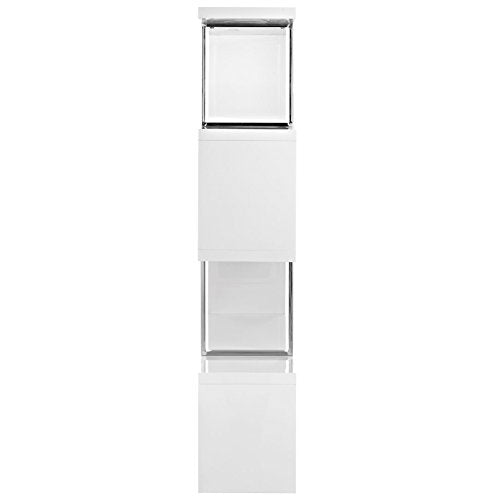 Modern Contemporary Urban Living Lounge Room Bookcase Bookshelf Shelf Rack Stand, White, Wood Metal