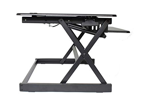 Rocelco 40" Large Height Adjustable Standing Desk Converter, Quick Sit Standup Dual Monitor Riser, Gas Spring Assist Computer Workstation, Retractable Keyboard Tray, (R DADRB-40), Black