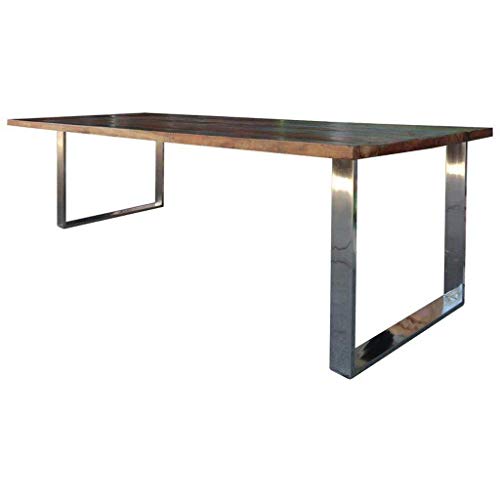 Retro Polished Nickel Dining Table Base - Modern - Base Only - Set of 2