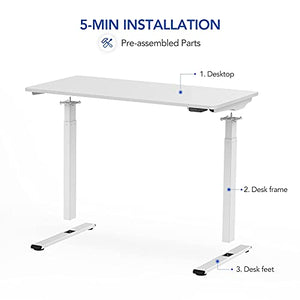 Flexispot Quick Install Standing Desk EC9 Electric Height Adjustable Desk for Home Office 48 x 24 Inches Whole-Piece Desk Board VICI(White Frame + 48" White Top)