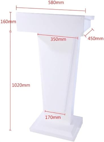 SMuCkS Wood Lectern Podium 118cm Curved Floor Standing (Red/White, 118x58x45cm)