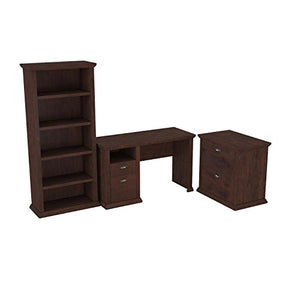 Yorktown Home Office Desk with Bookcase and Lateral File Cabinet