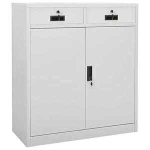 HLELU Classic Steel Office Cabinet, File Storage, Adjustable Shelves, Light Gray, 35.4" x 15.7" x 49.2