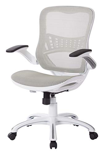 Office Star Ventilated Manager's Desk Chair with Breathable Mesh Seat and Back, White Base
