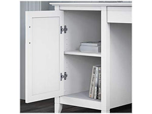 Bush Furniture Key West 54W Computer Desk with Lateral File Cabinet and Bookcase, Pure White Oak