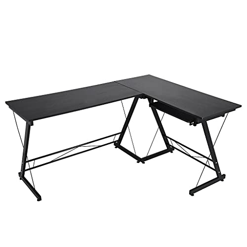 HUIJK L-Shape Corner Computer Desk PC Laptop Study Table Home Office Desk Workstation
