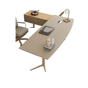 TAPIVA Executive Desk Veneer Boss Table Solid Wood - Cream Color