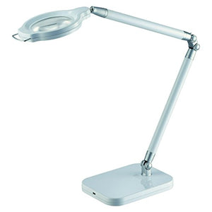 BLACK+DECKER PureOptics Summit Zoom Magnifier LED Desk Lamp, 5-Diopter Lens, 6 Dimming Levels, White