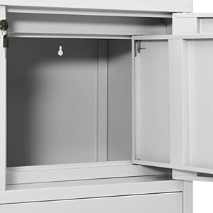 KTHLBRH Multipurpose Sliding Door Cabinet with Planter Box, Light Gray Steel, 35.4"x15.7"x49.2