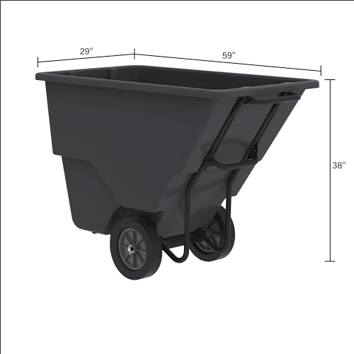 Akro-Mils 77405BLACK Akro-Tilt Heavy-Duty Utility Cart, 0.5 Cubic Yard, 600 lbs. Capacity, Black