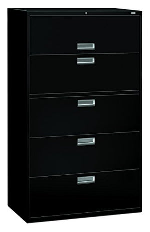 HON 600 Series 5-Drawer Lateral/Legal Filing Cabinet, 42w x 19-1/4d, Black (H695)