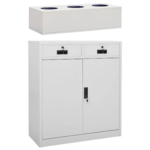HLELU Classic Steel Office Cabinet, File Storage, Adjustable Shelves, Light Gray, 35.4" x 15.7" x 49.2