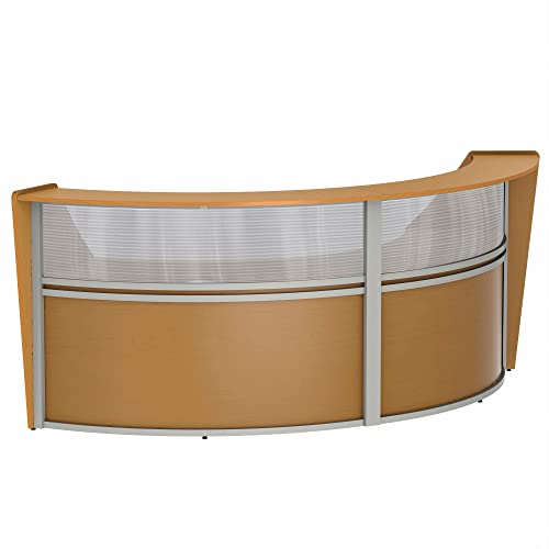 Linea Italia Curved Office Reception Desk Counter, 2 Panel, 124" x 49", Maple