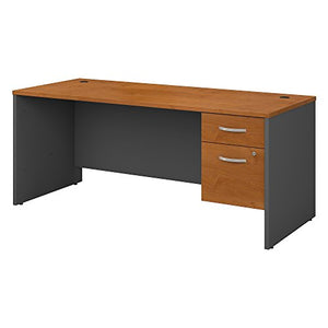 Bush Business Furniture Series C 72W x 30D Office Desk with 3/4 Pedestal in Natural Cherry
