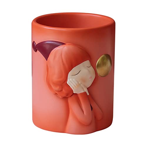 LEIGE Creative elf Cute Pen Holder (Color : Orange, Size : 9.5 * 9.5 * 11cm)