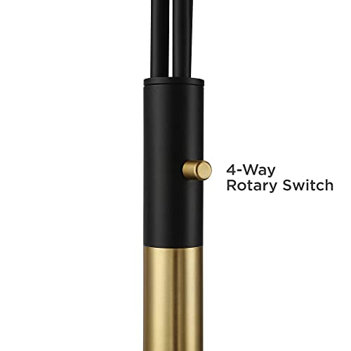 Possini Euro Design Rayne Modern Mid Century Arc Floor Lamp 3-Light LED 72" Tall Warm Gold Black Frosted Glass Globe