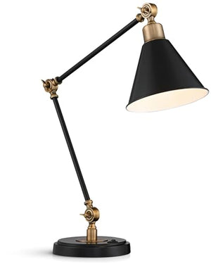 360 Lighting Black and Brass Adjustable USB Desk Lamps Set of 2