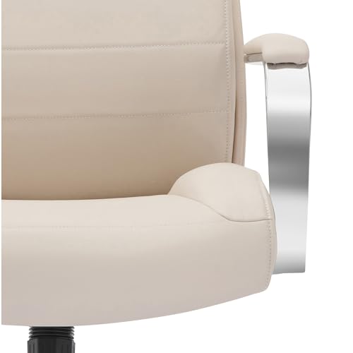 Realspace Modern Comfort Modee Vegan Leather High-Back Executive Office Chair, Sand/Chrome
