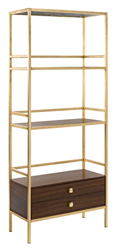 Safavieh ETG6205A Home Collection Mateo 4 Tier 1 Drawer Etagere, Gold and Walnut