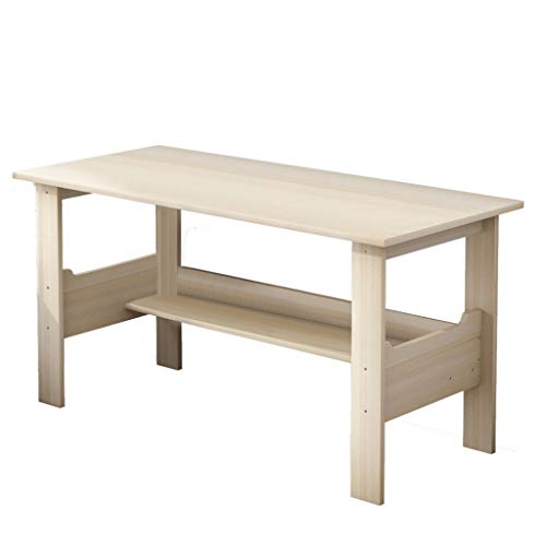Us Fast Shipment I Shaped Computer Desk for Home Office Living Room,Wooden Smooth Desktop Table Corner Writing Study Desk with Two Layers Storage Book Shelf,Save Space (Wooden White)