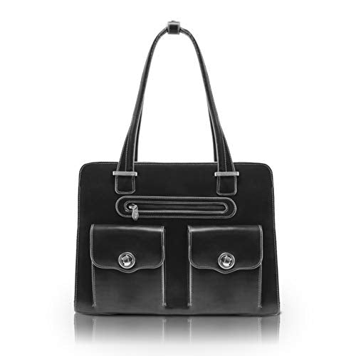 McKlein, W Series, Verona, Top Grain Cowhide Leather, 15" Leather Fly-Through Checkpoint-Friendly Ladies' Laptop Briefcase, Black (96625)