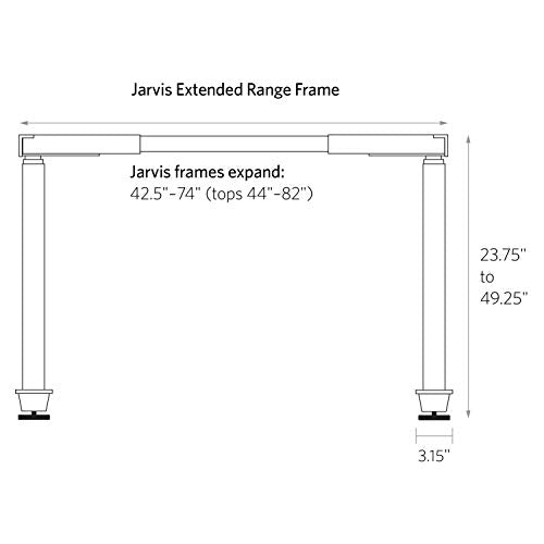 Fully Jarvis Standing Desk Frame Only - Supports Tops from 44" to 82" Wide and 27" to 36" deep - Electric Adjustable Desk Height from 24.5" to 50" with Memory Preset Controller (Alloy Frame)
