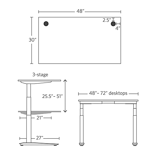 Fully Jarvis Standing Desk 48" x 30" Bamboo Top - Electric Adjustable Desk Height from 25.5" to 51" with Memory Preset Controller (Rectangle, Silver Frame)