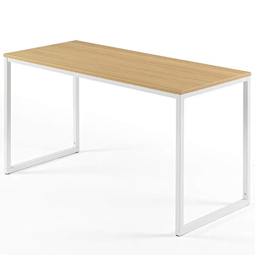 ZINUS Jennifer 55 Inch White Frame Desk / Computer Workstation / Office Desk / Easy Assembly, Natural