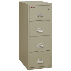 FireKing Fireproof 4-Drawer Vertical Letter File - Pewter Finish, E-Lock