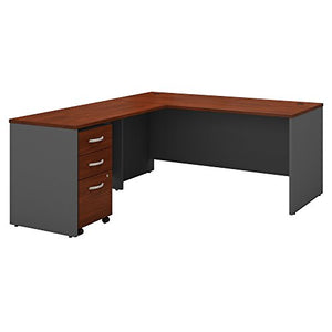 Bush Business Furniture Series C L Shaped Desk with Return, File Cabinet, 66W, Hansen Cherry