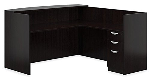 Offices To Go L Shaped Reception Desk W/Drawers W/Transaction Top 71"W X 30"D X 42"H Reception Return 42"W X 24"D X 42"H - American Espresso