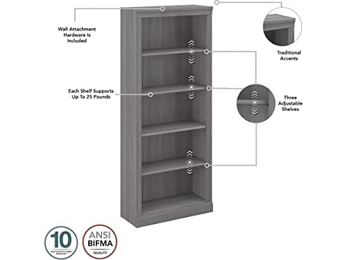 Bush Furniture Saratoga L Shaped Computer Desk and Bookcase Set, Modern Gray