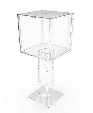 FixtureDisplays® 15x15x38" Clear Plexiglass Large Floor Standing Tithing Box Offering Box Ballot Box 14316
