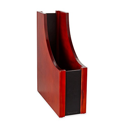Rolodex Wood and Faux Leather Magazine File, Mahogany and Black (81768)