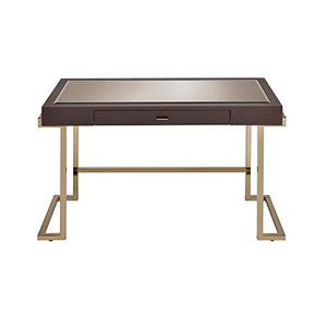 Major-Q Modern Home Office Furniture Espresso PU & Champagne Writing Desk with Drawer (7092336)