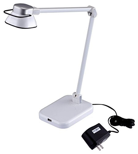BLACK+DECKER PureOptics Elate Dual Arm 5W Flicker-Free Natural Daylight LED Desk Lamp with USB Charging Port, 2 Dimming Levels (263 Lumens), White (LED5NOV-WHT)