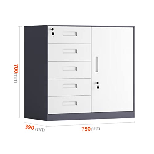 SISWIM Steel 5-Drawer Vertical File Cabinet with Lock and Printer Shelf - Gray Thickened Style