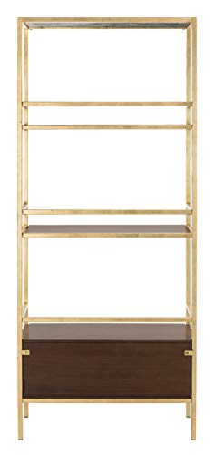 Safavieh ETG6205A Home Collection Mateo 4 Tier 1 Drawer Etagere, Gold and Walnut