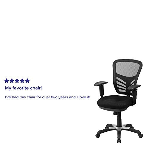Flash Furniture Mid-Back Black Mesh Multifunction Executive Swivel Ergonomic Office Chair with Adjustable Arms