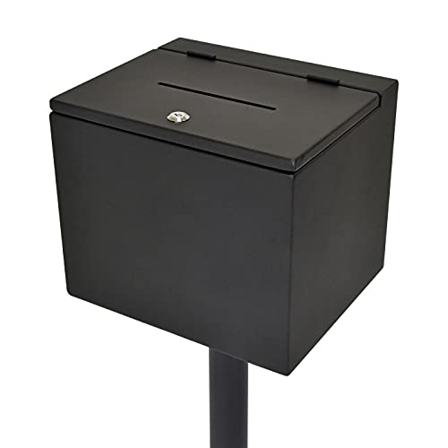 Kingdom Durable Touch-Free Giving Metal Collection Box with Wheels for Easy Movement Plus a Lock and Keys so Your Collections or Donations are Kept Secured - Black (Plain/Non-Personalized)